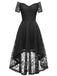 Robe en dentelle florale à épaules dénudées des années 1950