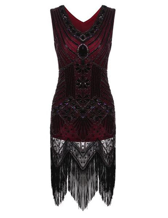 Robe Charleston Soirée Vintage Année 20 Gatsby à Franges Paillettes Chic