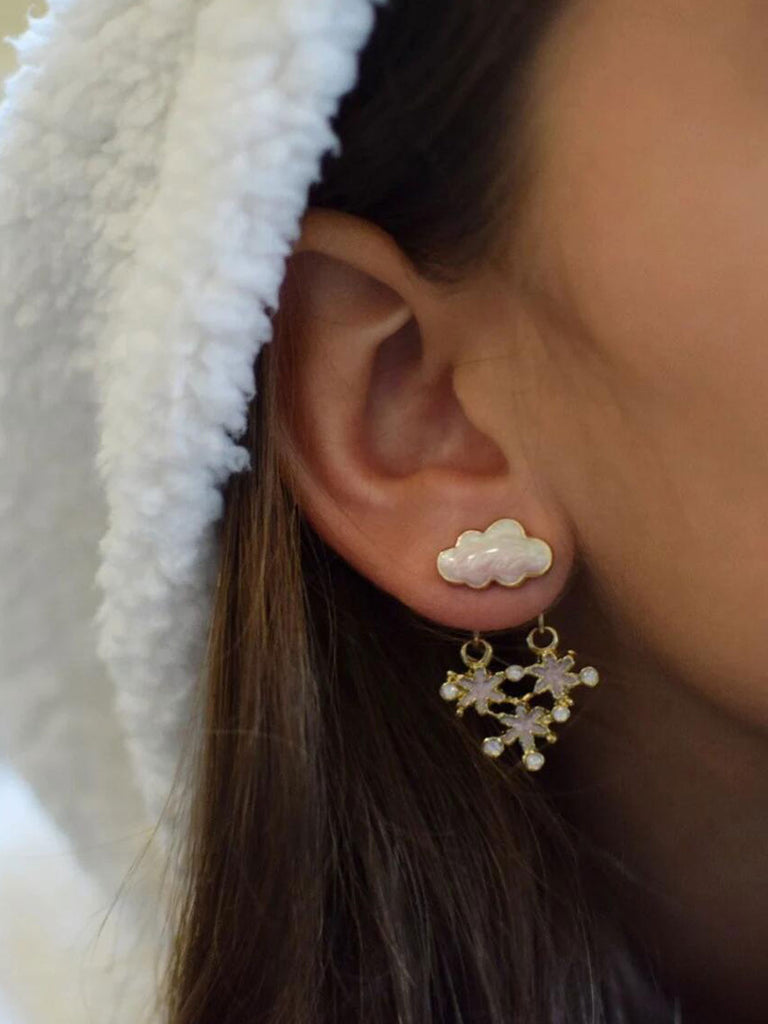 Boucles d'oreilles dégradées de flocon de neige nuage de Noël