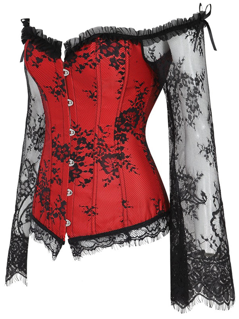 Gothic Corset Vampire Fleur Dentelle Bal Déguisement Steampunk