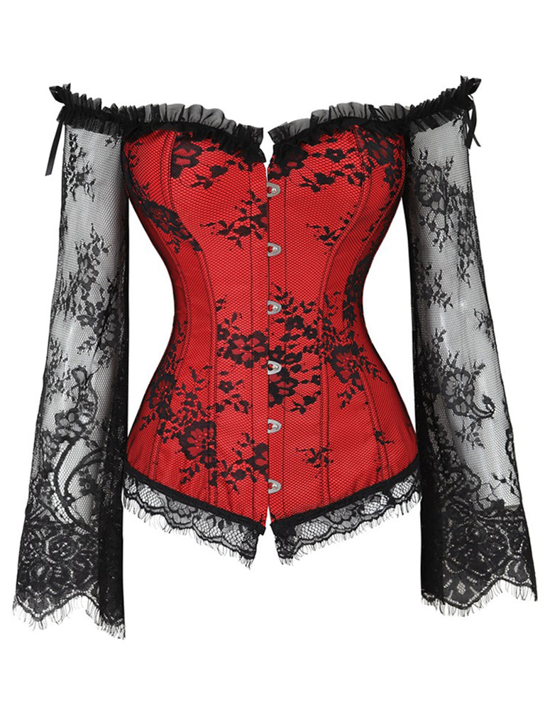 Gothic Corset Vampire Fleur Dentelle Déguisement Bal Steampunk