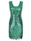 [Produits en Liquidation] Robe de Soirée Vintage Charleston Année 20 Gatsby Florale à Sequins Cocktail