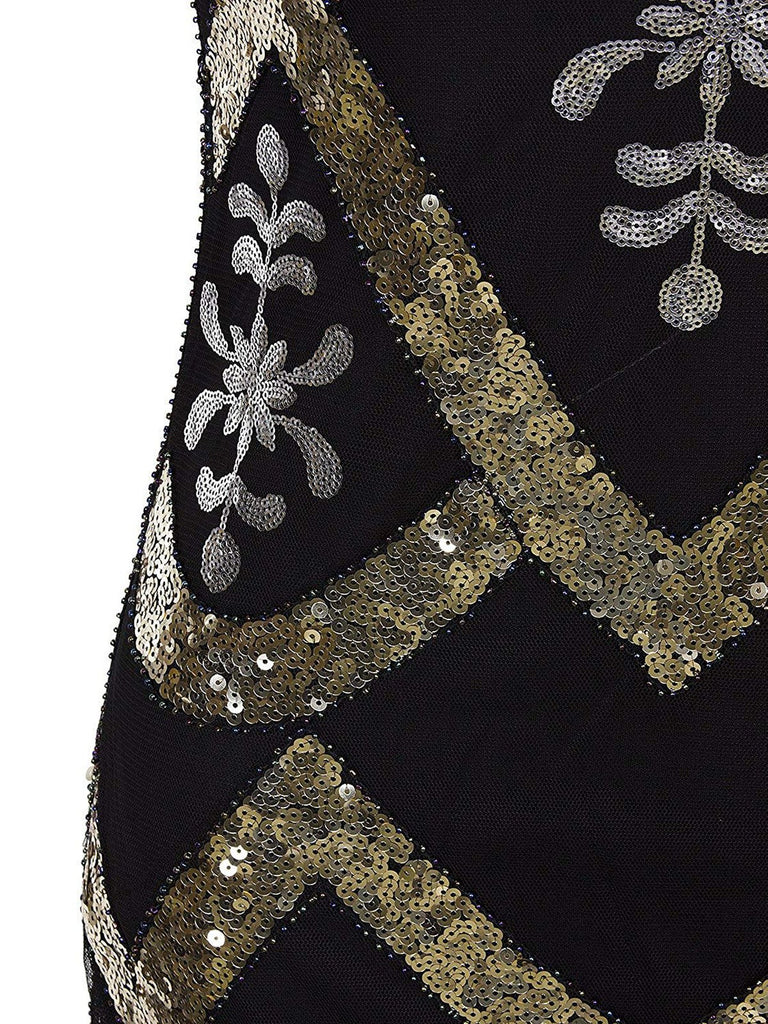 [Produits en Liquidation] Robe Charleston Vintage Année 20 Longue à Sequins et Perles Soirée Cocktail