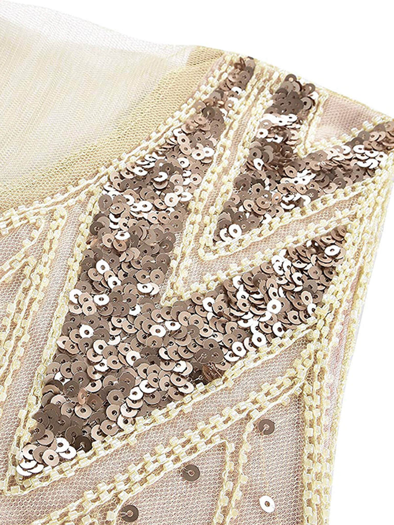 Robes Année 20 Maxi Paillettes Abricotes