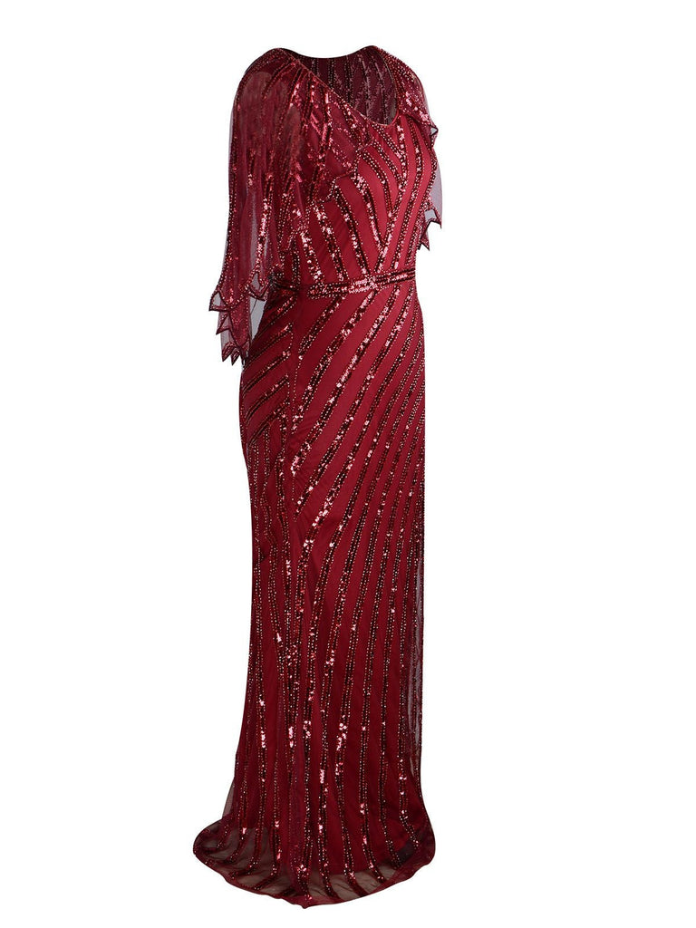 Robe Charleston Longue Vintage Année 20 Gatsby à Sequins avec Manches