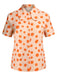 Chemise à manches courtes à fleurs orange des années 1960