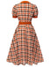 Robe à col claudine pied-de-poule orange des années 1940