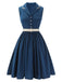 Robe à revers sans manches bleu marine des années 1960