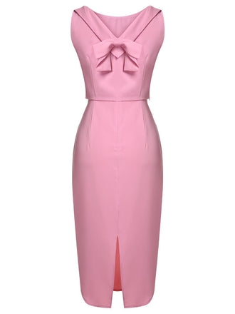 2PCS Haut court et robe à bretelles roses des années 1960