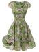 Robe rose peinte à l'huile verte des années 1960