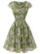 Robe rose peinte à l'huile verte des années 1960