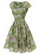 Robe rose peinte à l'huile verte des années 1960