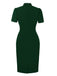 Robe crayon verte des années 1960 avec trou de serrure et col montant