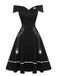 Robe noire à épaules dénudées pour Halloween des années 1950