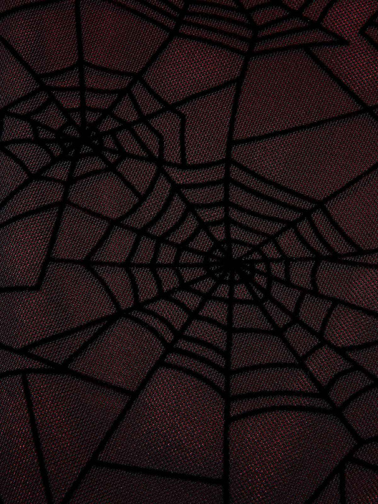 Robe en toile d'araignée d'Halloween rouge foncé des années 1960