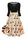 Robe patchwork tricotée chat Halloween des années 1950