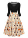 Robe patchwork tricotée chat Halloween des années 1950