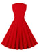 Robe rouge col en V à carreaux des années 1950