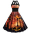 Robe trapèze patchwork dos nu Halloween années 1950