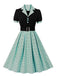 Robe à revers à pois color block des années 1950