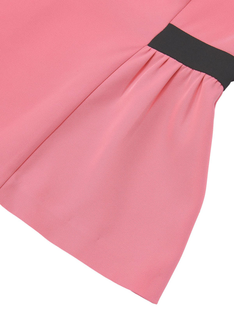 Haut patchwork noir et rose à taille nœud des années 60