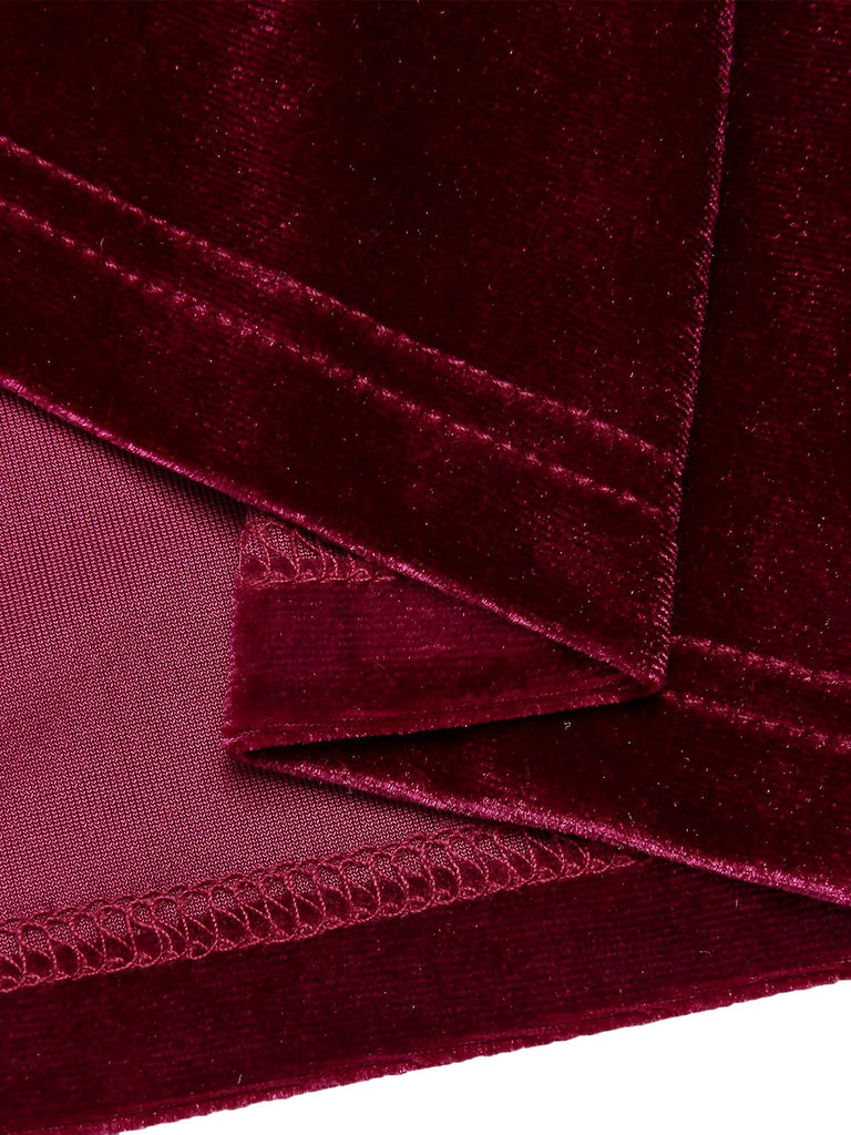 Robe à nœud en velours d'élan des années 1960 rouge vin