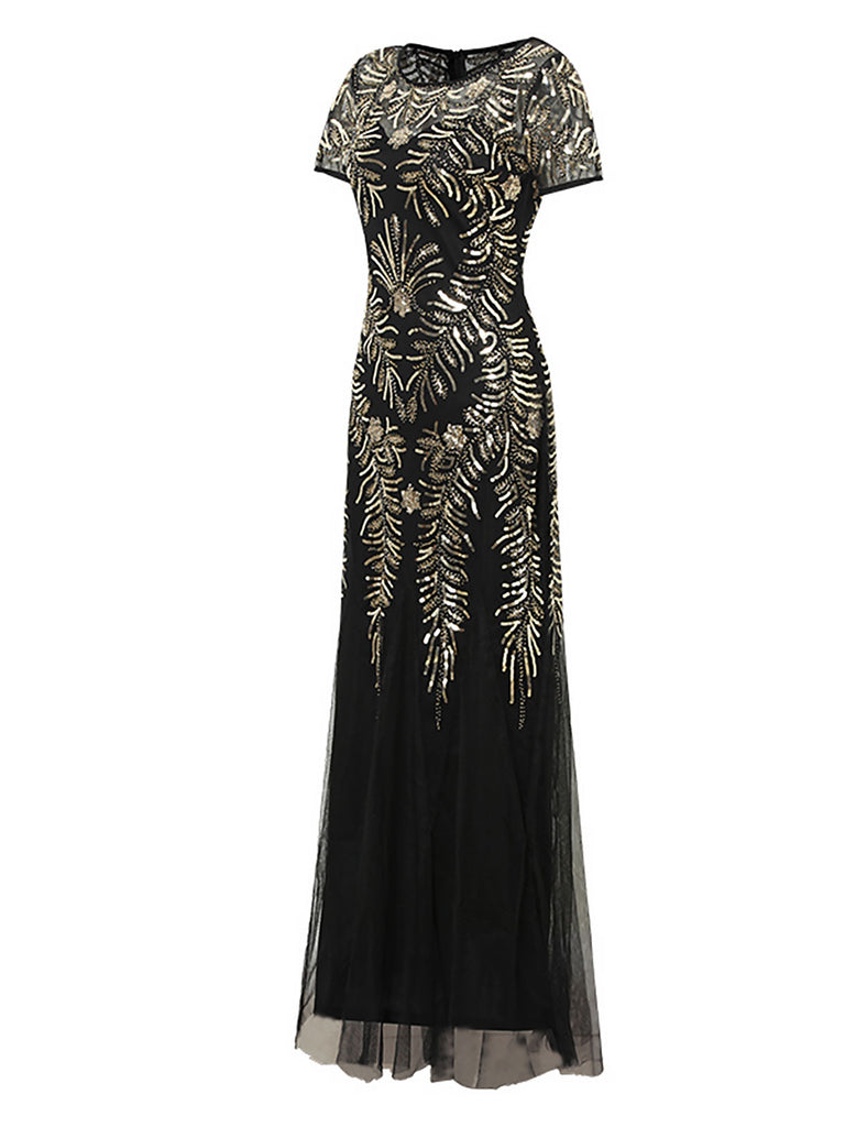 Robe Charleston en maille et perles à paillettes des années 1920