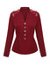 Blouse papillons à col montant rouge des années 1940