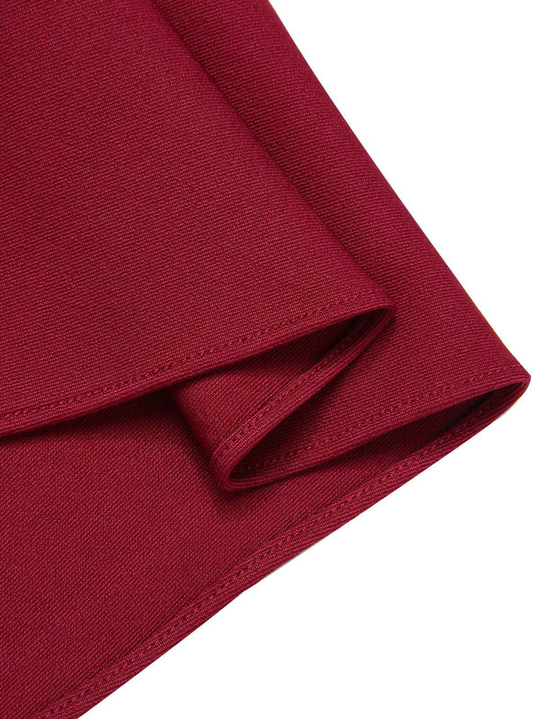 Blouse papillons à col montant rouge des années 1940