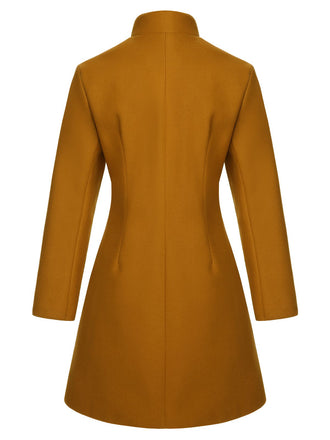 Manteau en laine solide à revers jaune moyen des années 1940