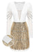 Robe enveloppe à paillettes à filet en V 1960