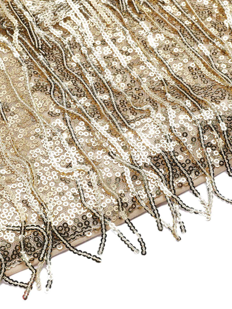 Robe enveloppe à paillettes à filet en V 1960