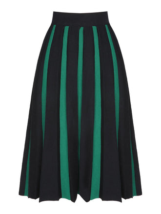 Jupe tricotée mi-longue colorblock des années 1950