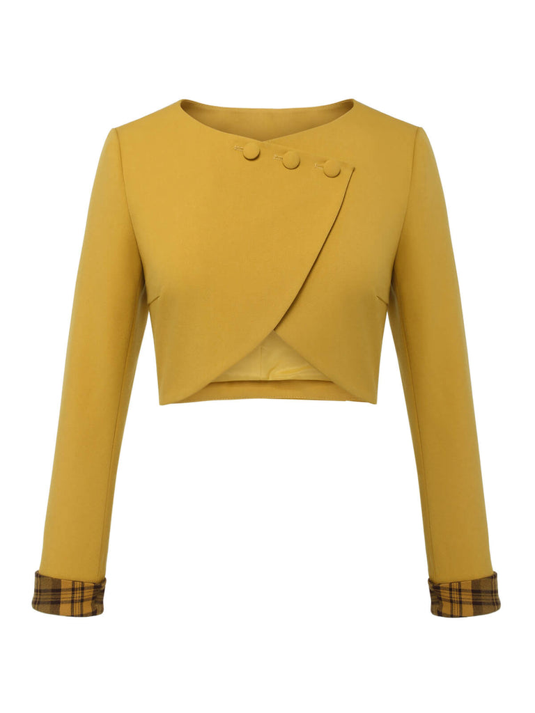 Manteau court jaune à boutons unis des années 1950