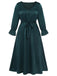 [Grande taille] Robe verte à nouer à la taille et col en V des années 1940