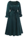 [Grande taille] Robe verte à nouer à la taille et col en V des années 1940