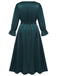 [Grande taille] Robe verte à nouer à la taille et col en V des années 1940