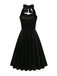 Robe en velours dos nu sans bretelles solide des années 1950