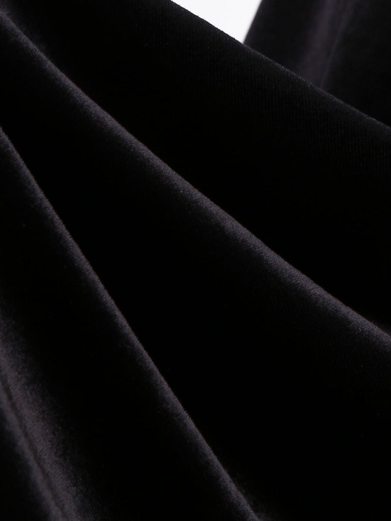 Robe en velours dos nu sans bretelles solide des années 1950