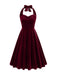 Robe en velours dos nu sans bretelles solide des années 1950