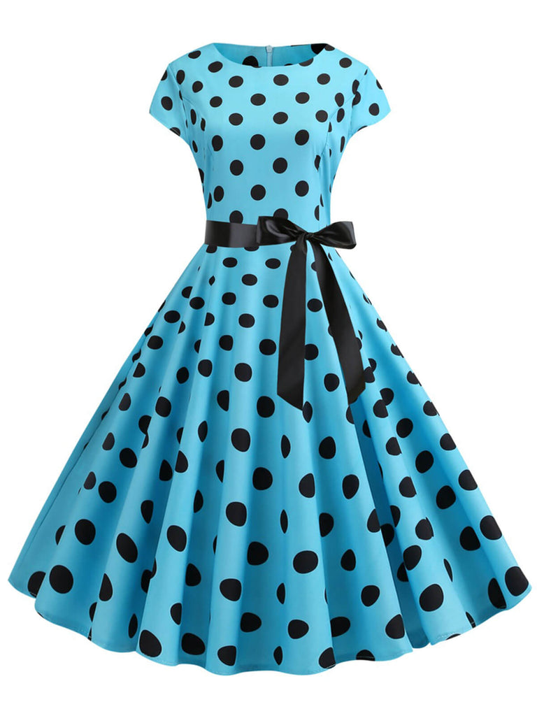 Robe à manches cape à pois des années 1950