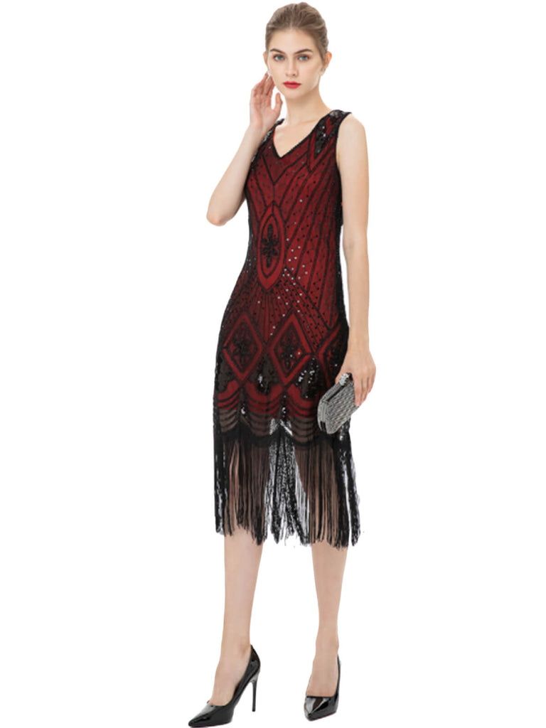 Robe Charleston à pompon pailleté des années 1920