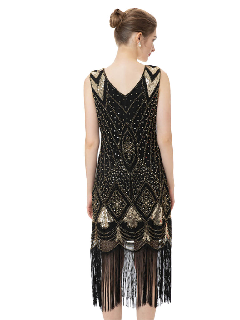 Robe Charleston à pompon pailleté des années 1920
