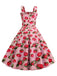 Robe sans manches à pois et fraises des années 1950