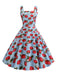 Robe sans manches à pois et fraises des années 1950