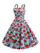 Robe sans manches à pois et fraises des années 1950