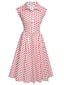 Robe sans manches à revers à pois rose années 1950