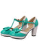 Chaussures Mary Jane à talons épais avec nœud bride en T