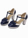 Chaussures Mary Jane à talons épais avec nœud bride en T