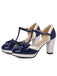 Chaussures Mary Jane à talons épais avec nœud bride en T